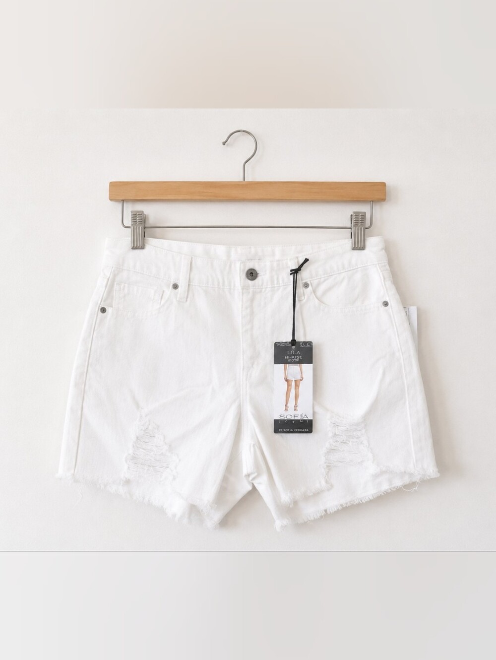 •Sofia Vergara Women's White Distressed Denim Shorts